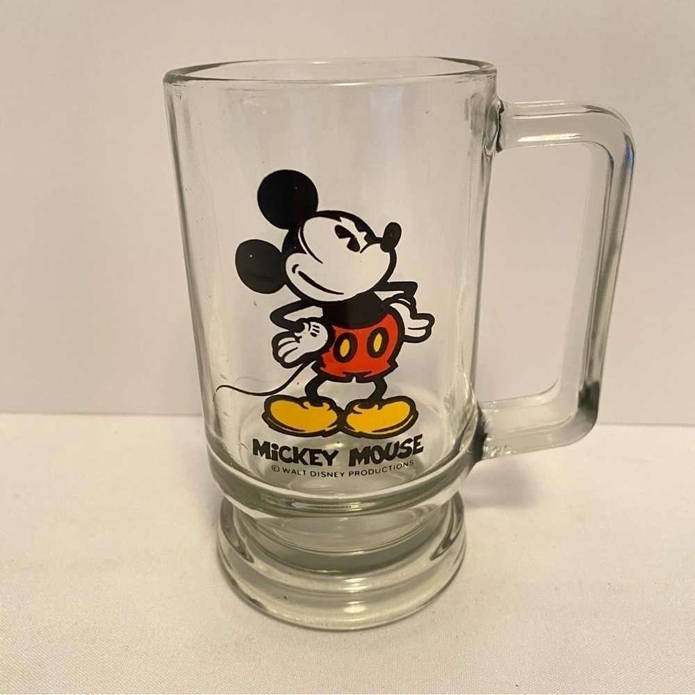 Walt Disney Productions Mickey Mouse Glass Mug Vintage 1970's